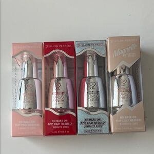 Salon Perfect One-Step Gel Nail Polish Set - Red, Pink, Silver, magnetic brown